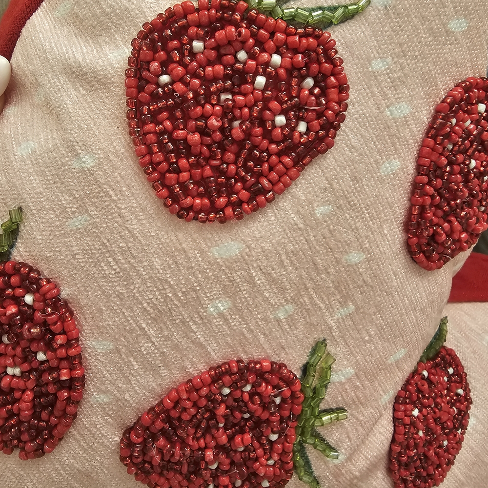 cupcakes & cashmere Heart Pillow with Red and Pink Strawberries - Picture 2 of 5